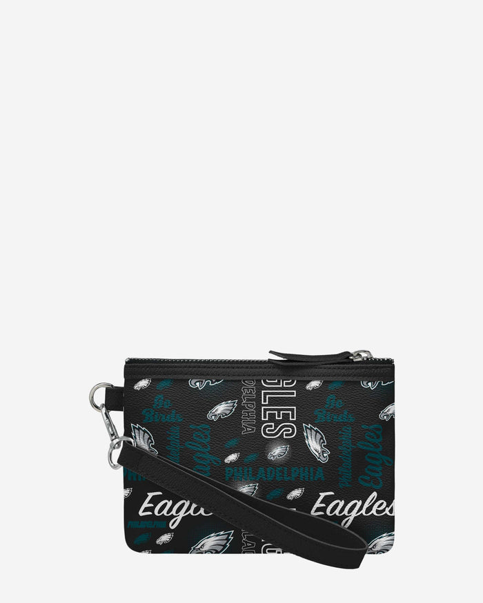 Philadelphia Eagles Spirited Style Printed Collection Repeat Logo Wristlet FOCO - FOCO.com