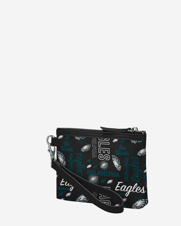 Philadelphia Eagles Spirited Style Printed Collection Repeat Logo Wristlet FOCO - FOCO.com