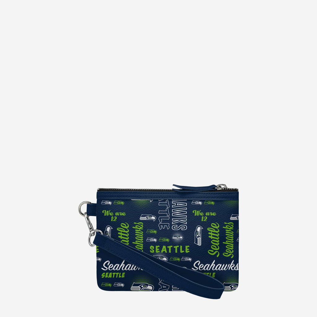 Seattle Seahawks Spirited Style Printed Collection Repeat Logo Wristlet FOCO - FOCO.com