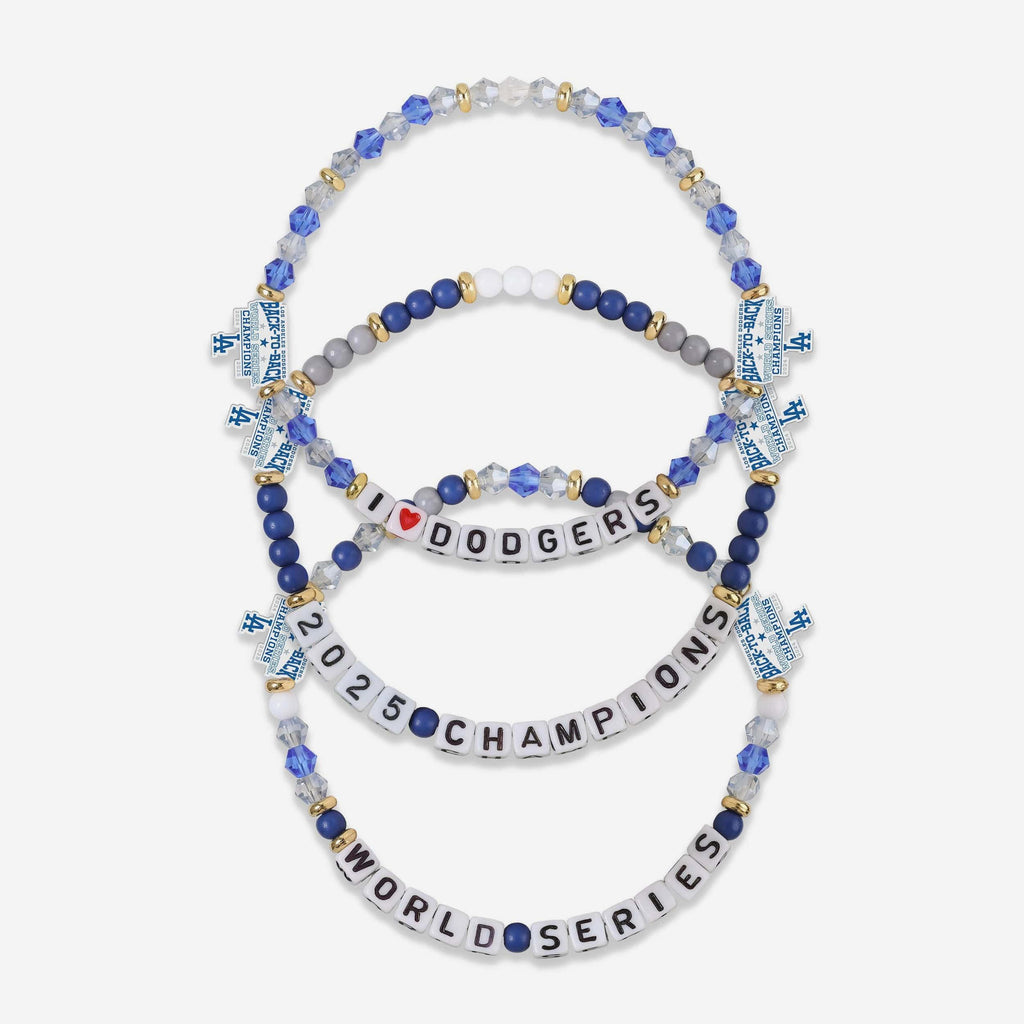 Los Angeles Dodgers 2025 Back To Back World Series Champions 3 Pack Friendship Bracelet FOCO - FOCO.com