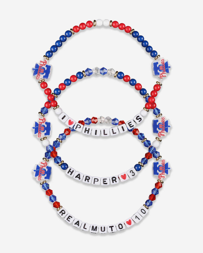 Bryce Harper & JT Realmuto Philadelphia Phillies 3 Pack Player Friendship Bracelet FOCO - FOCO.com