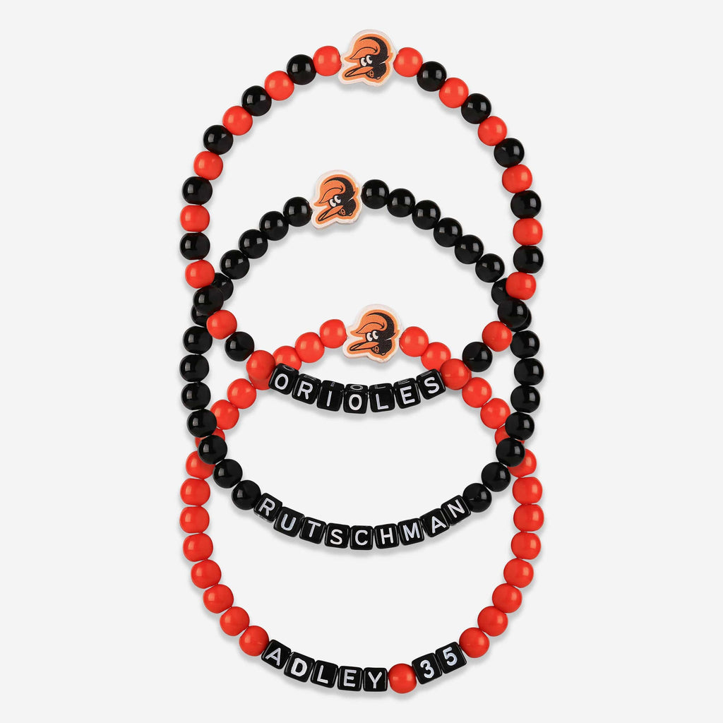 Adley Rutschman Baltimore Orioles 3 Pack Player Beaded Friendship Bracelet FOCO - FOCO.com