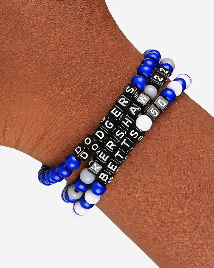 Clayton Kershaw & Mookie Betts Los Angeles Dodgers 3 Pack Player Beaded Friendship Bracelet FOCO - FOCO.com