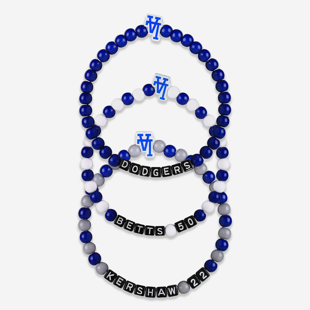 Clayton Kershaw & Mookie Betts Los Angeles Dodgers 3 Pack Player Beaded Friendship Bracelet FOCO - FOCO.com