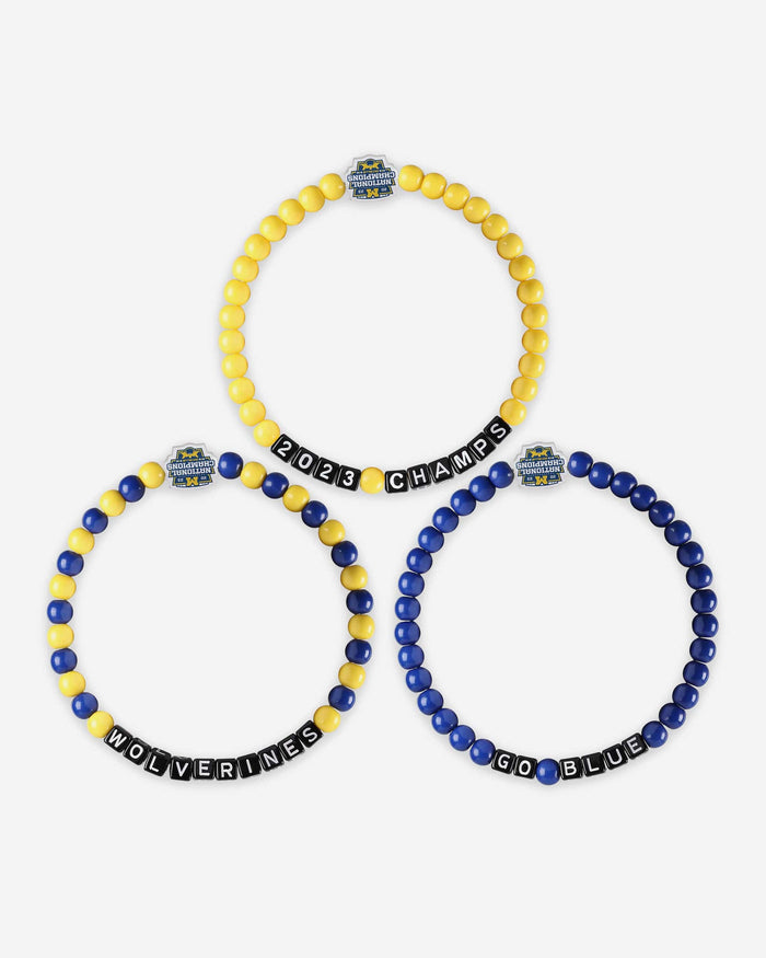 Michigan Wolverines 2023 Football National Champions 3 Pack Beaded Friendship Bracelet FOCO - FOCO.com