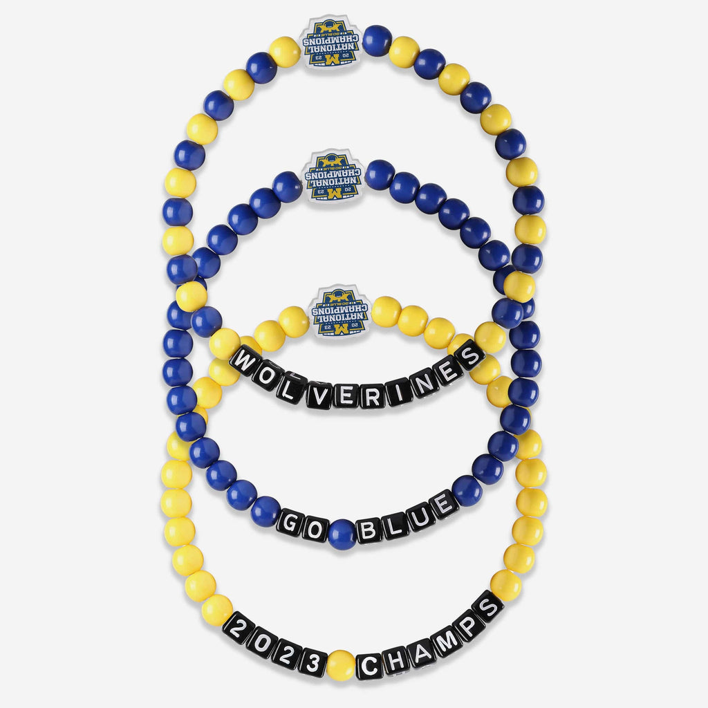 Michigan Wolverines 2023 Football National Champions 3 Pack Beaded Friendship Bracelet FOCO - FOCO.com