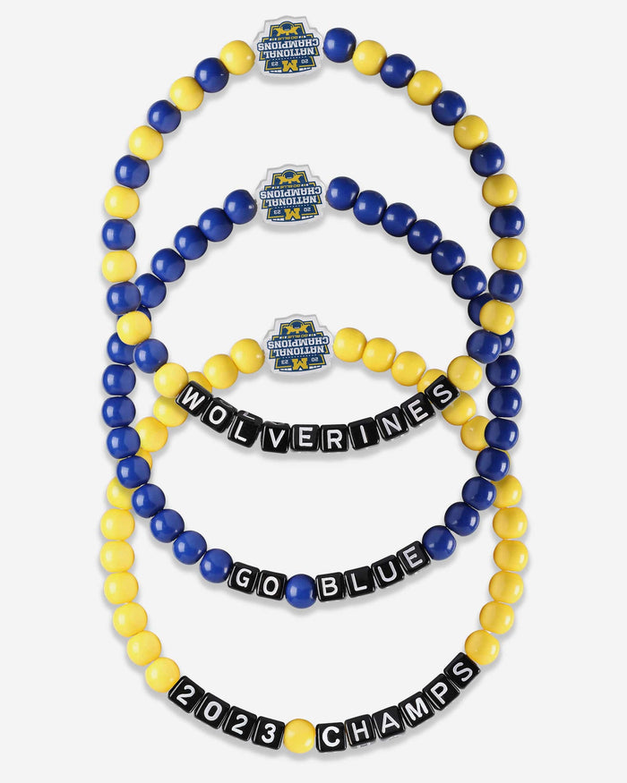 Michigan Wolverines 2023 Football National Champions 3 Pack Beaded Friendship Bracelet FOCO - FOCO.com