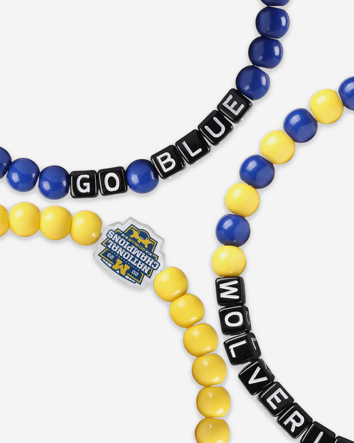 Michigan Wolverines 2023 Football National Champions 3 Pack Beaded Friendship Bracelet FOCO - FOCO.com