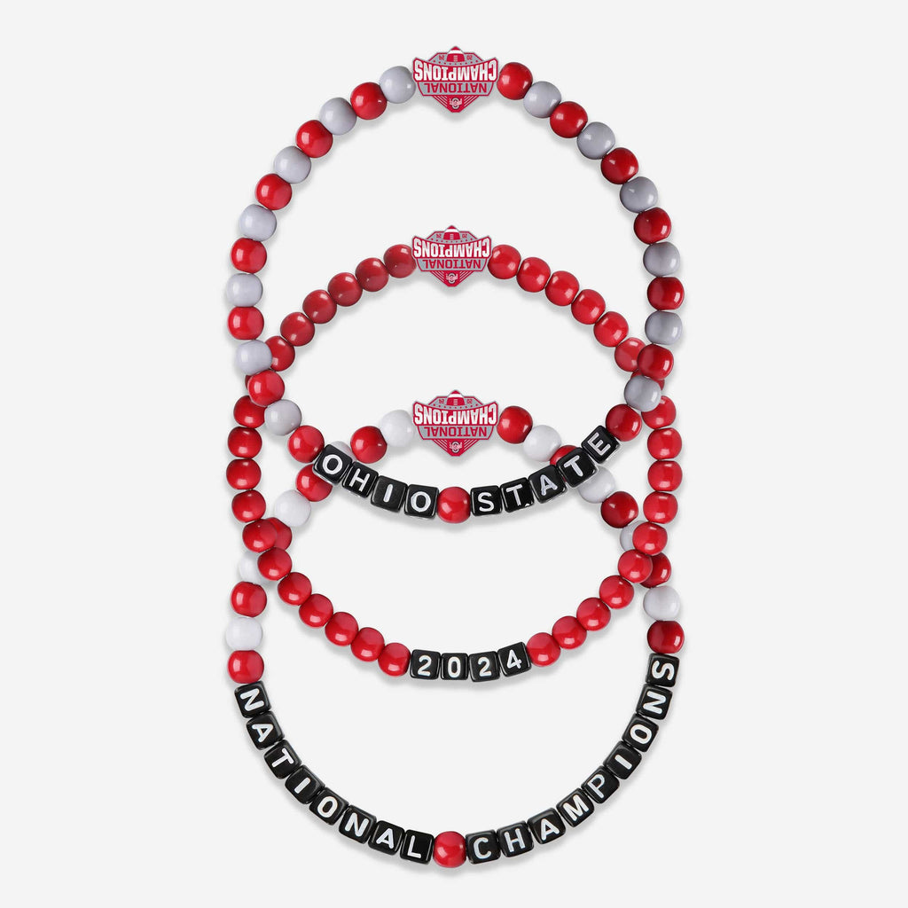 Ohio State Buckeyes 2024 Football National Champions 3 Pack Beaded Friendship Bracelet FOCO - FOCO.com