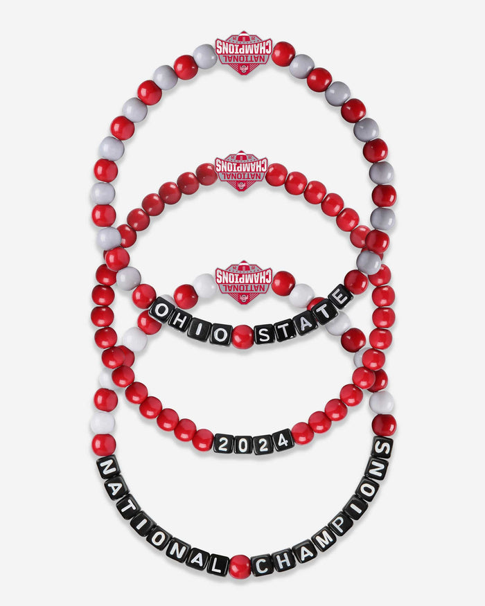 Ohio State Buckeyes 2024 Football National Champions 3 Pack Beaded Friendship Bracelet FOCO - FOCO.com