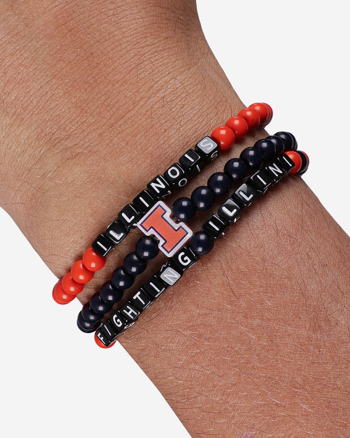 Illinois Fighting Illini 3 Pack Beaded Friendship Bracelet FOCO - FOCO.com