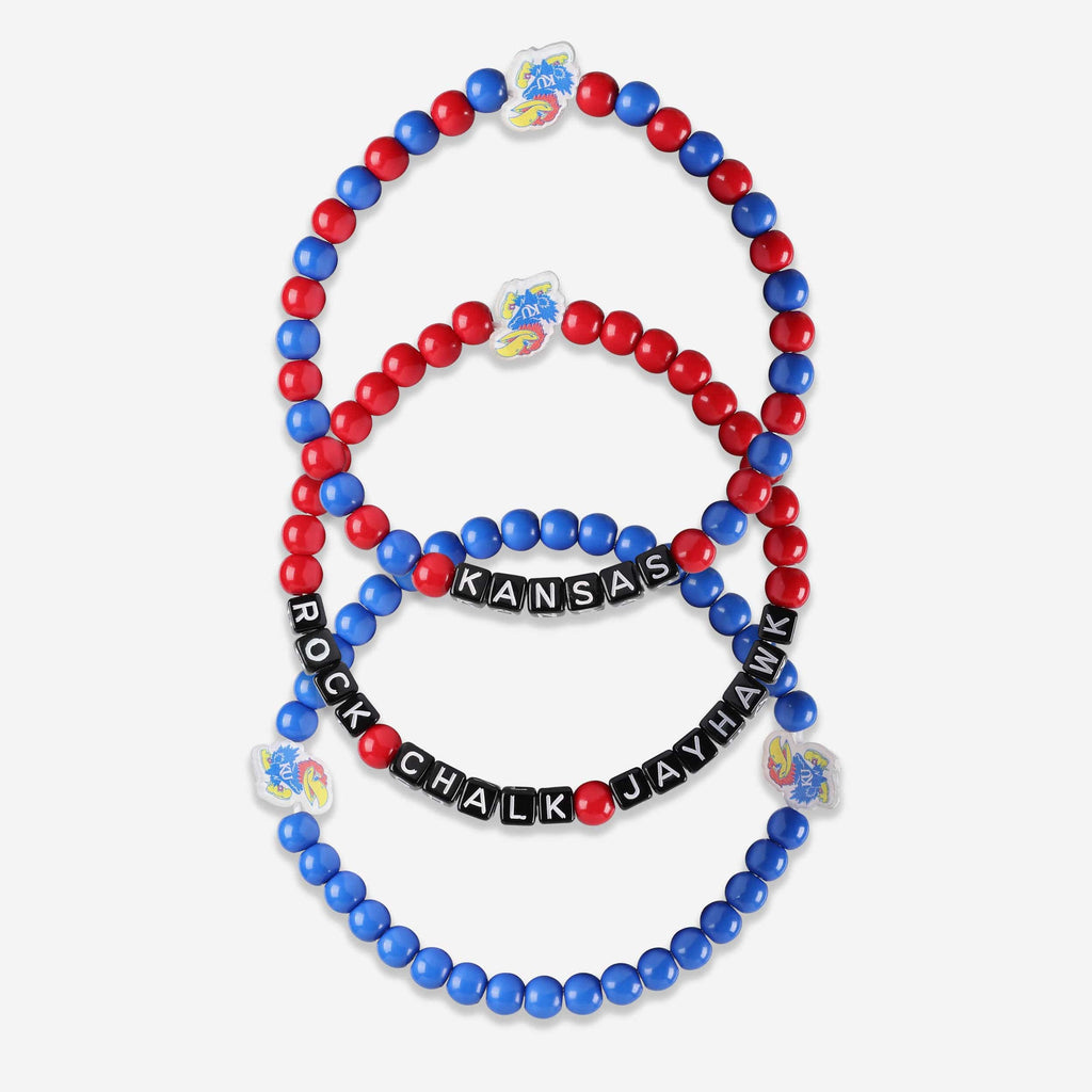 Kansas Jayhawks 3 Pack Beaded Friendship Bracelet FOCO - FOCO.com