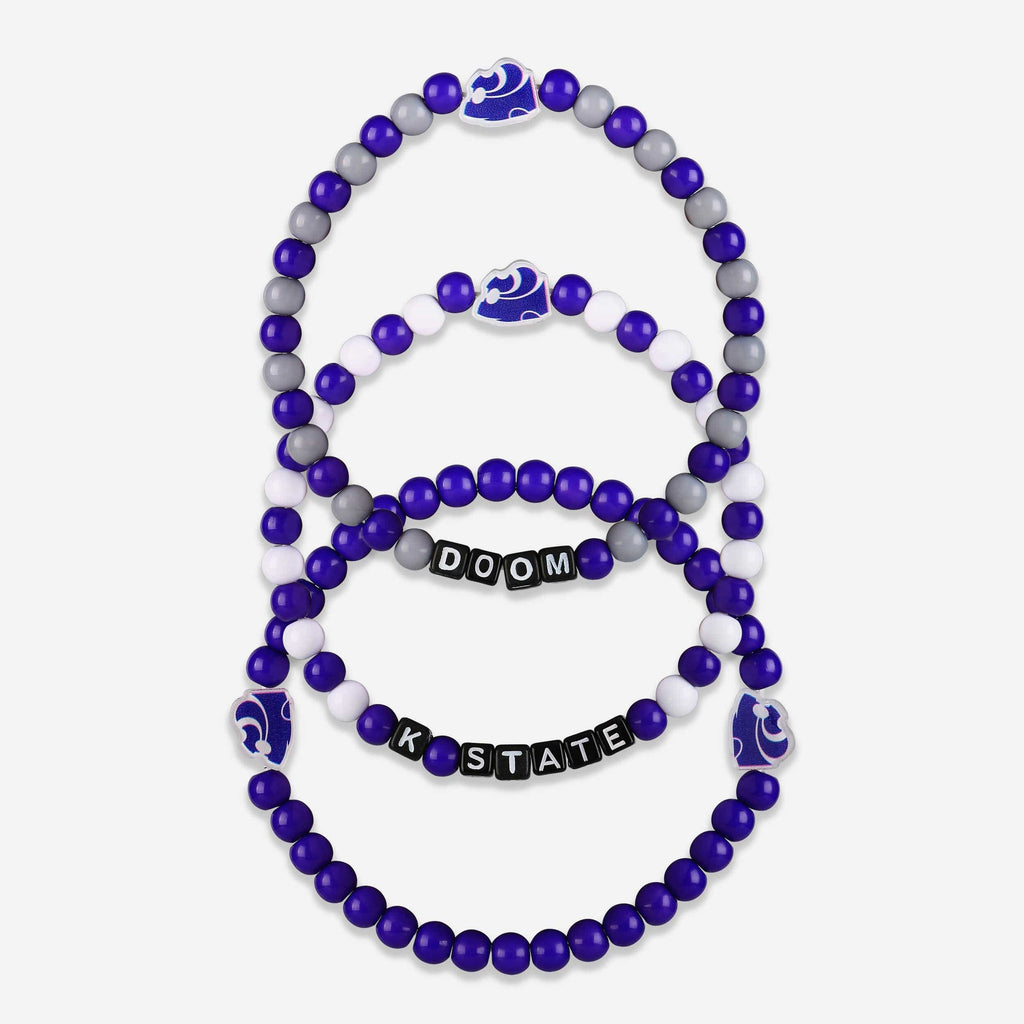 Kansas State Wildcats 3 Pack Beaded Friendship Bracelet FOCO - FOCO.com