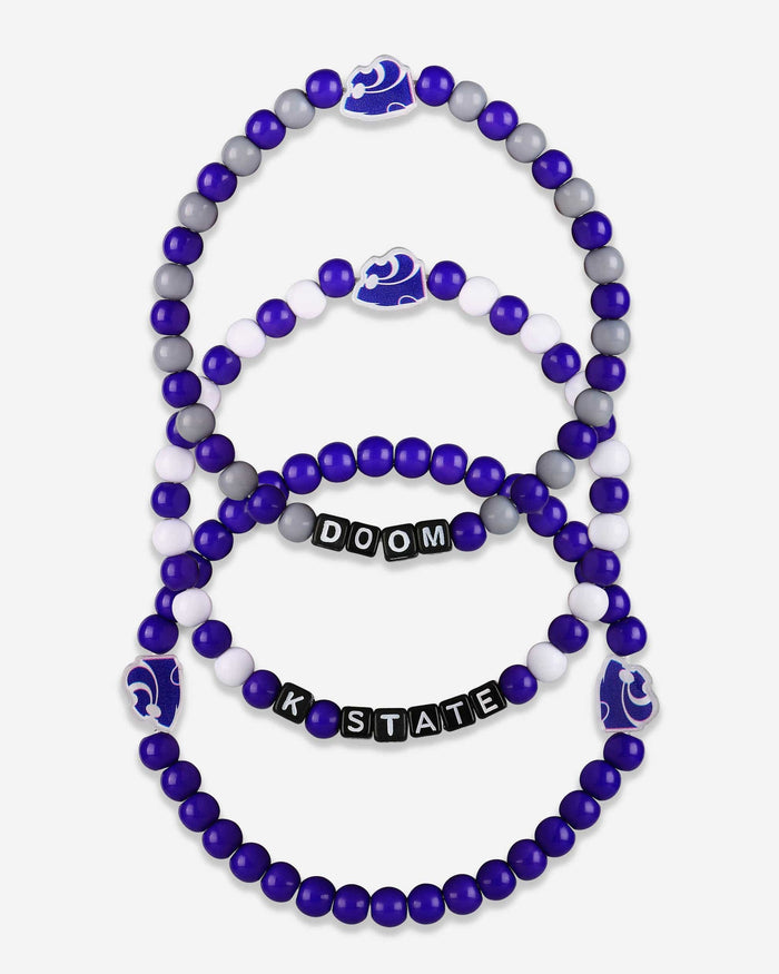 Kansas State Wildcats 3 Pack Beaded Friendship Bracelet FOCO - FOCO.com