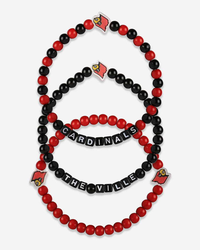 Louisville Cardinals 3 Pack Beaded Friendship Bracelet FOCO - FOCO.com