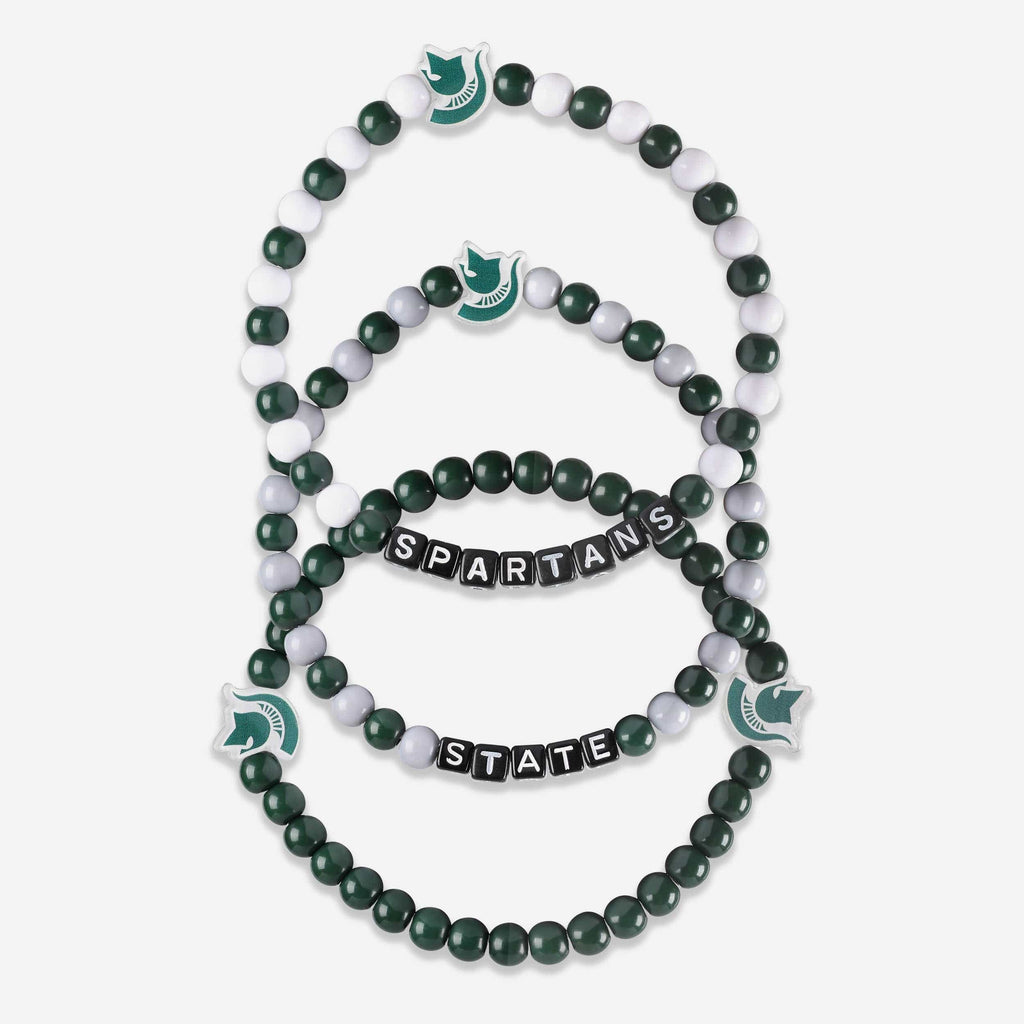 Michigan State Spartans 3 Pack Beaded Friendship Bracelet FOCO - FOCO.com