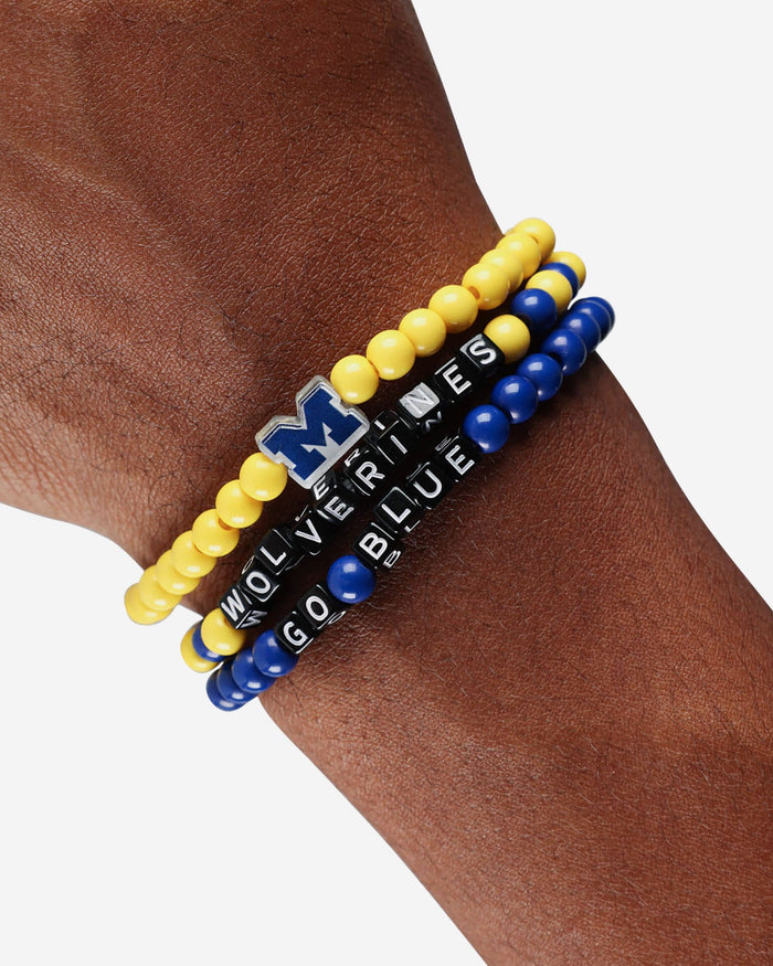 Michigan Wolverines 3 Pack Beaded Friendship Bracelet FOCO - FOCO.com