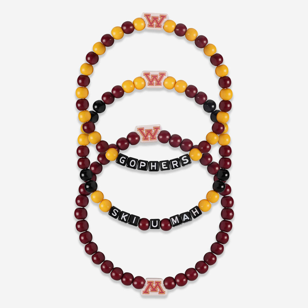 Minnesota Golden Gophers 3 Pack Beaded Friendship Bracelet FOCO - FOCO.com