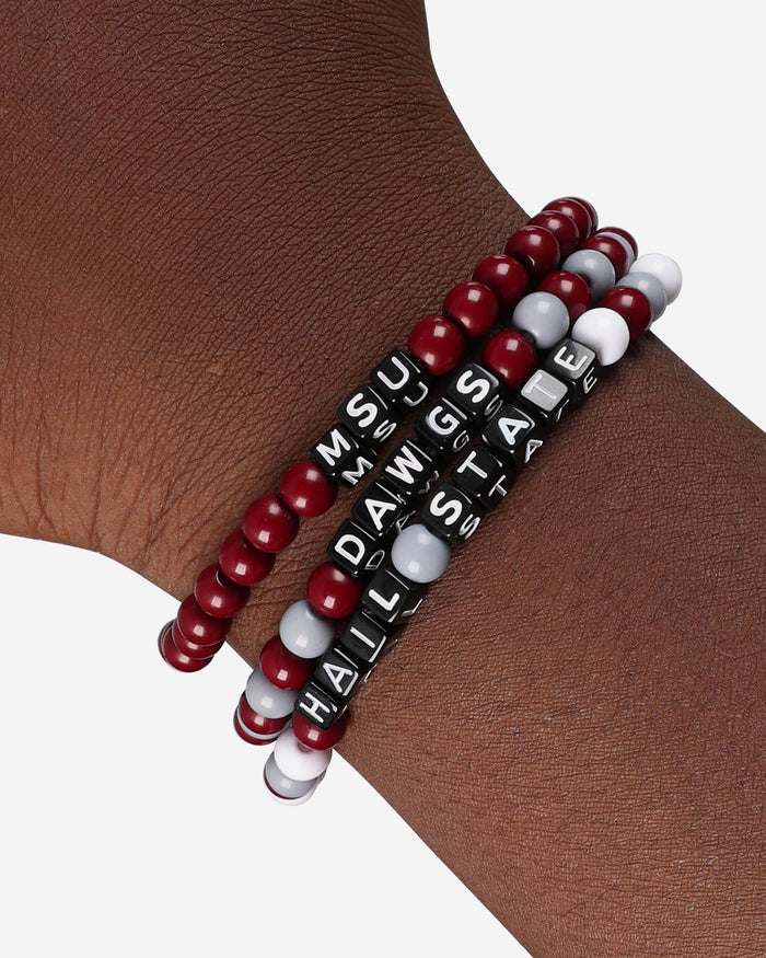 Mississippi State Bulldogs 3 Pack Beaded Friendship Bracelet FOCO - FOCO.com