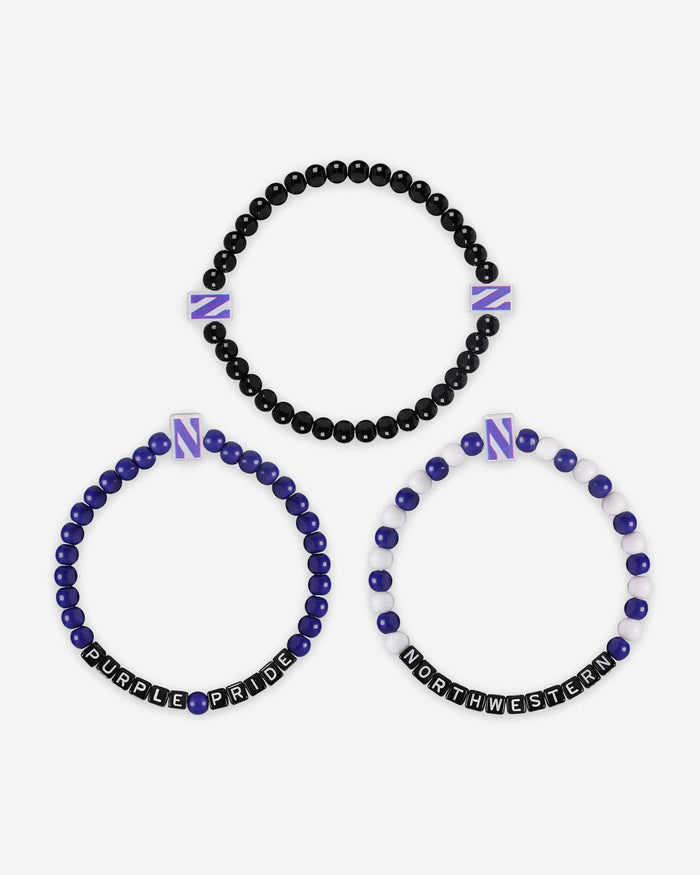 Northwestern Wildcats 3 Pack Beaded Friendship Bracelet FOCO - FOCO.com