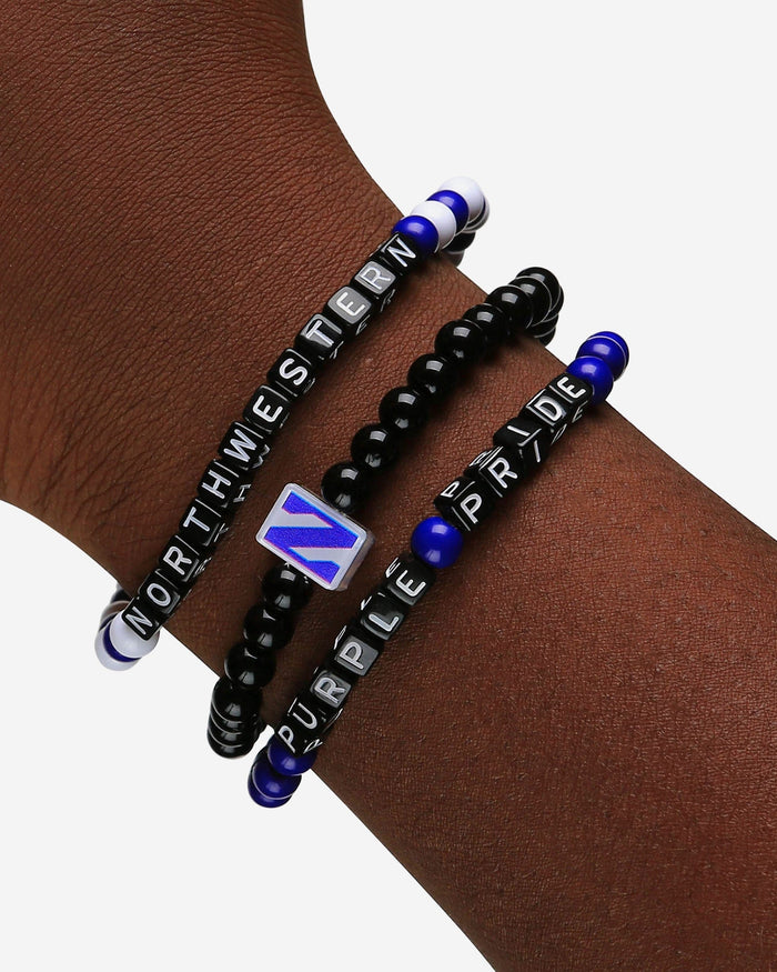 Northwestern Wildcats 3 Pack Beaded Friendship Bracelet FOCO - FOCO.com