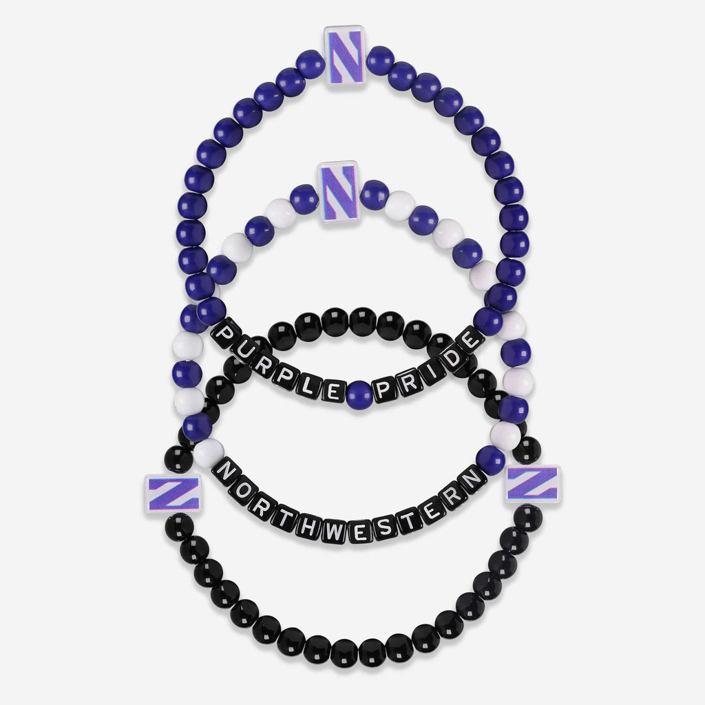 Northwestern Wildcats 3 Pack Beaded Friendship Bracelet FOCO - FOCO.com