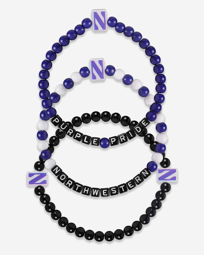 Northwestern Wildcats 3 Pack Beaded Friendship Bracelet FOCO - FOCO.com