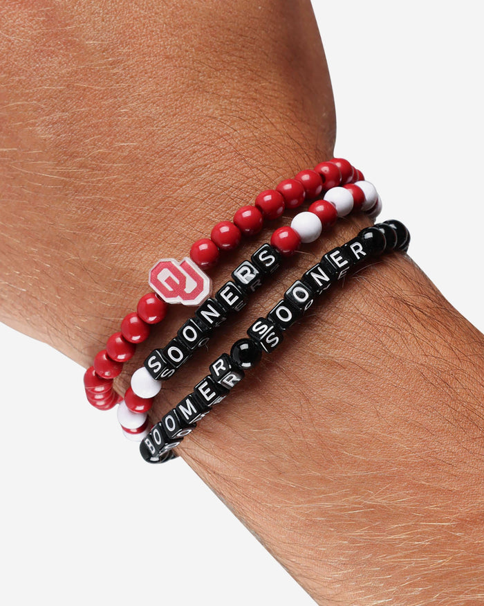 Oklahoma Sooners 3 Pack Beaded Friendship Bracelet FOCO - FOCO.com