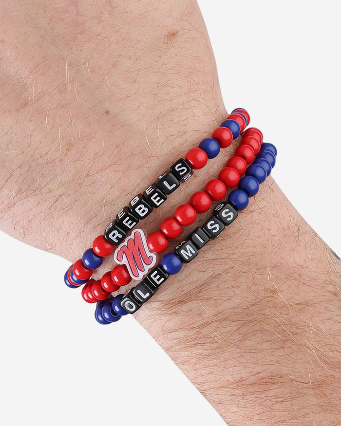 Ole Miss Rebels 3 Pack Beaded Friendship Bracelet FOCO - FOCO.com