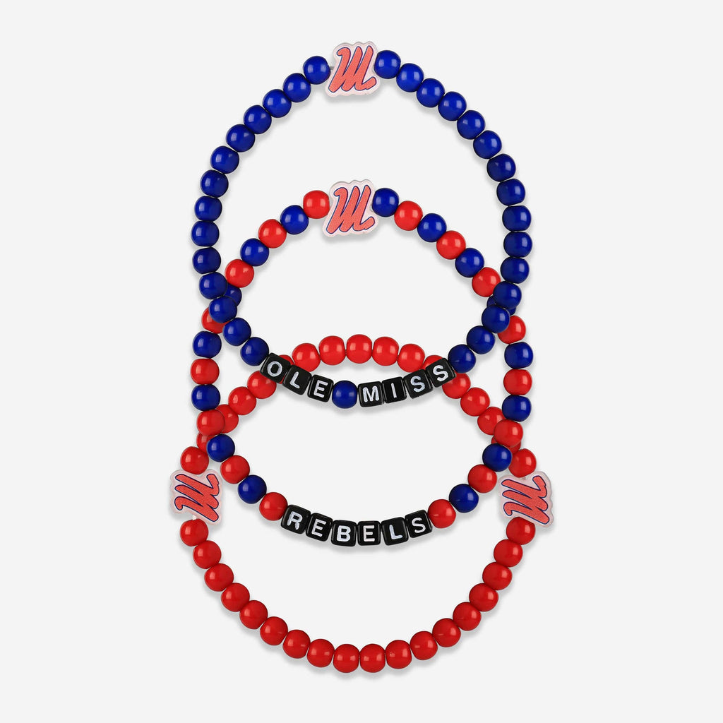 Ole Miss Rebels 3 Pack Beaded Friendship Bracelet FOCO - FOCO.com