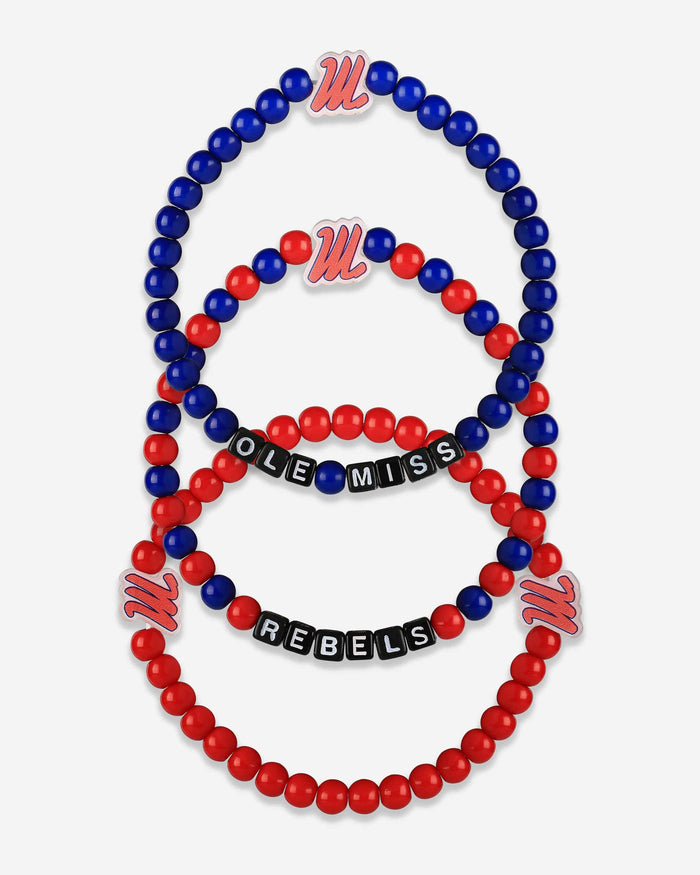 Ole Miss Rebels 3 Pack Beaded Friendship Bracelet FOCO - FOCO.com