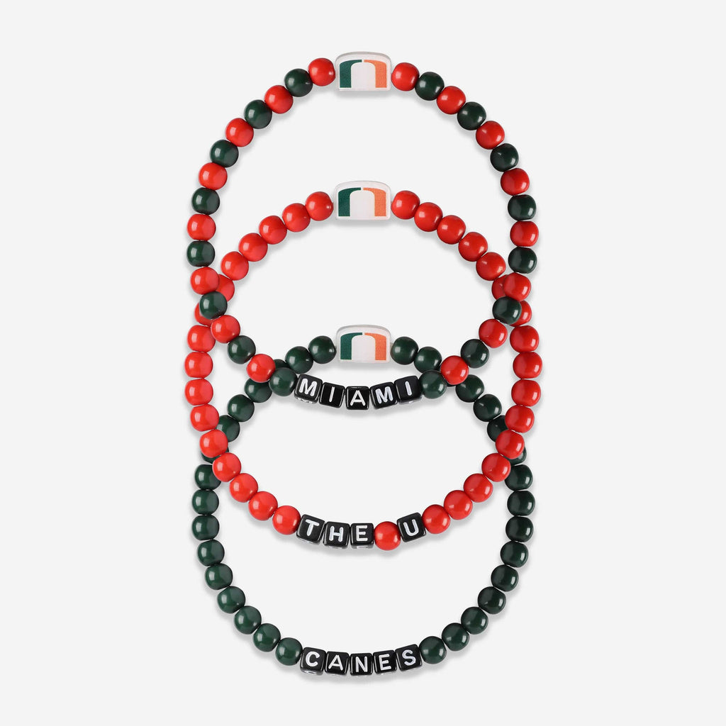 Miami Hurricanes 3 Pack Beaded Friendship Bracelet FOCO - FOCO.com