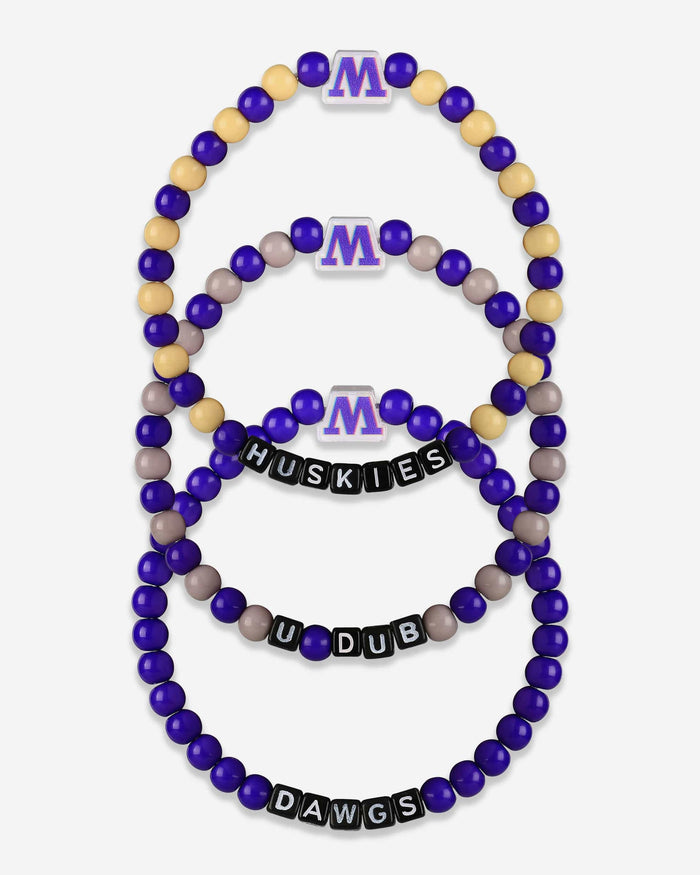 Washington Huskies 3 Pack Beaded Friendship Bracelet FOCO - FOCO.com