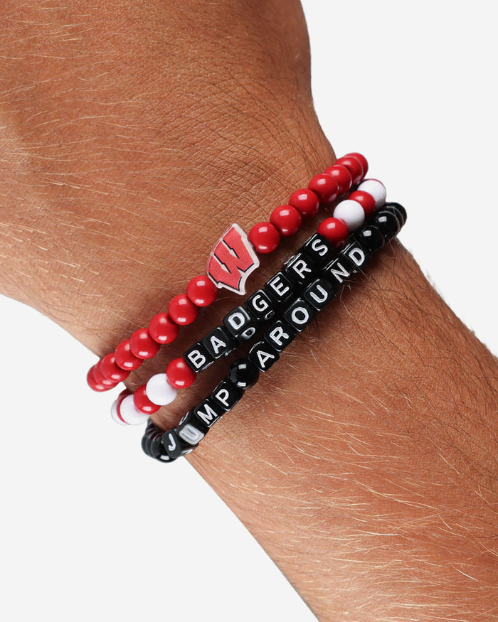 Wisconsin Badgers 3 Pack Beaded Friendship Bracelet FOCO - FOCO.com