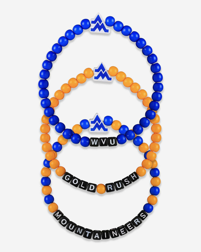 West Virginia Mountaineers 3 Pack Beaded Friendship Bracelet FOCO - FOCO.com