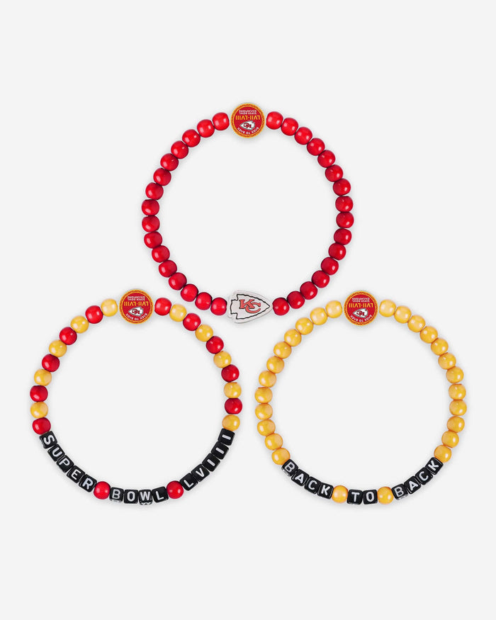 Kansas City Chiefs Super Bowl LVIII Champions 3 Pack Beaded Friendship Bracelet FOCO - FOCO.com