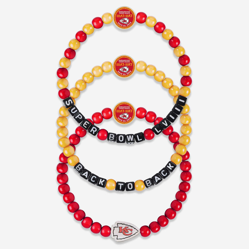 Kansas City Chiefs Super Bowl LVIII Champions 3 Pack Beaded Friendship Bracelet FOCO - FOCO.com