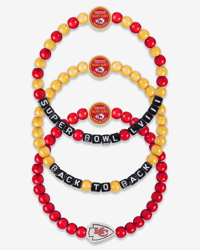 Kansas City Chiefs Super Bowl LVIII Champions 3 Pack Beaded Friendship Bracelet FOCO - FOCO.com