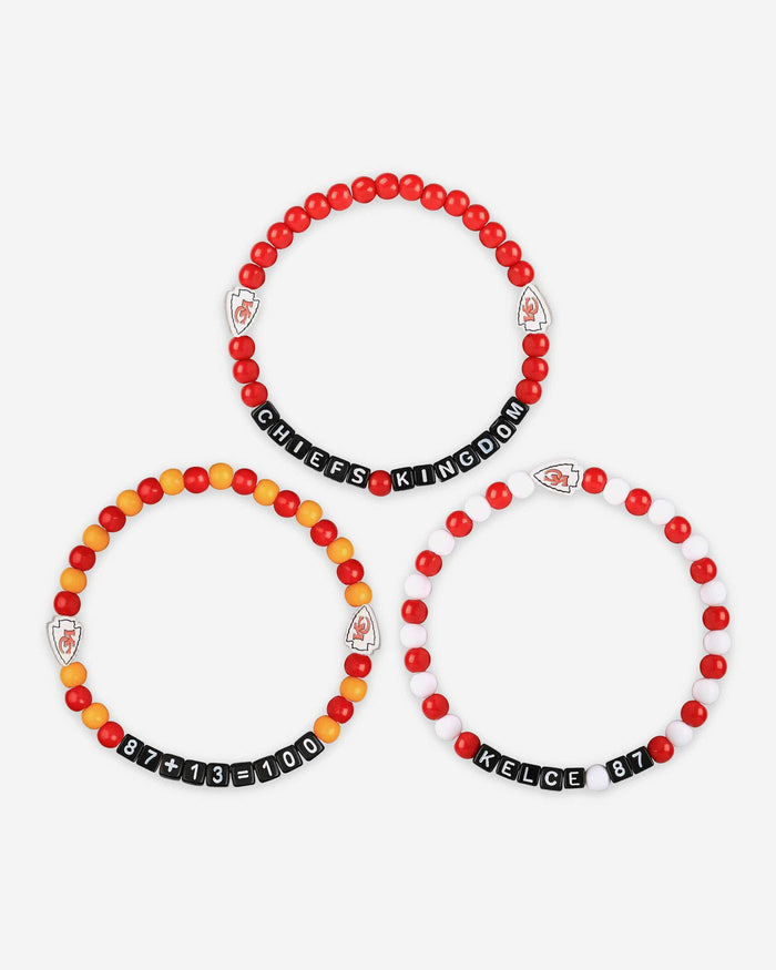 Travis Kelce Kansas City Chiefs 3 Pack Player Beaded Friendship Bracelet FOCO - FOCO.com