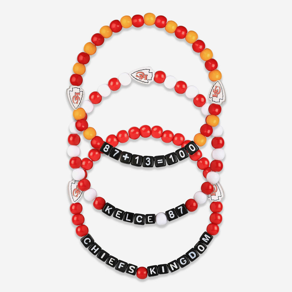 Travis Kelce Kansas City Chiefs 3 Pack Player Beaded Friendship Bracelet FOCO - FOCO.com