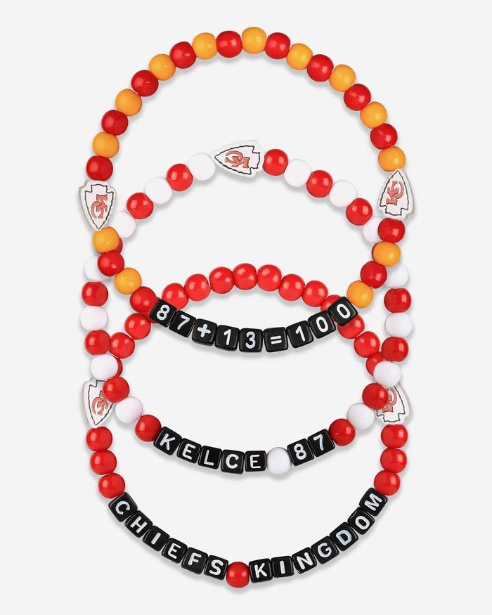 Travis Kelce Kansas City Chiefs 3 Pack Player Beaded Friendship Bracelet FOCO - FOCO.com