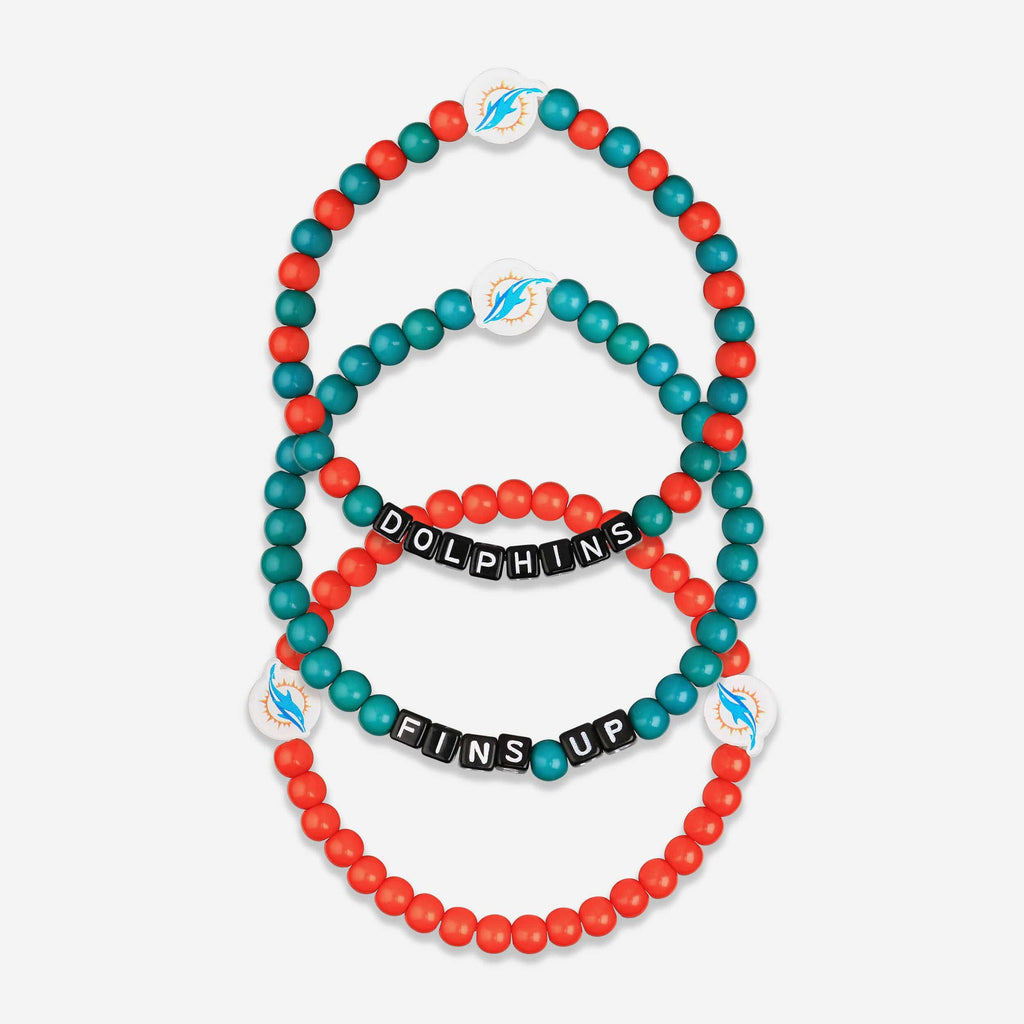 Miami Dolphins 3 Pack Beaded Friendship Bracelet FOCO - FOCO.com