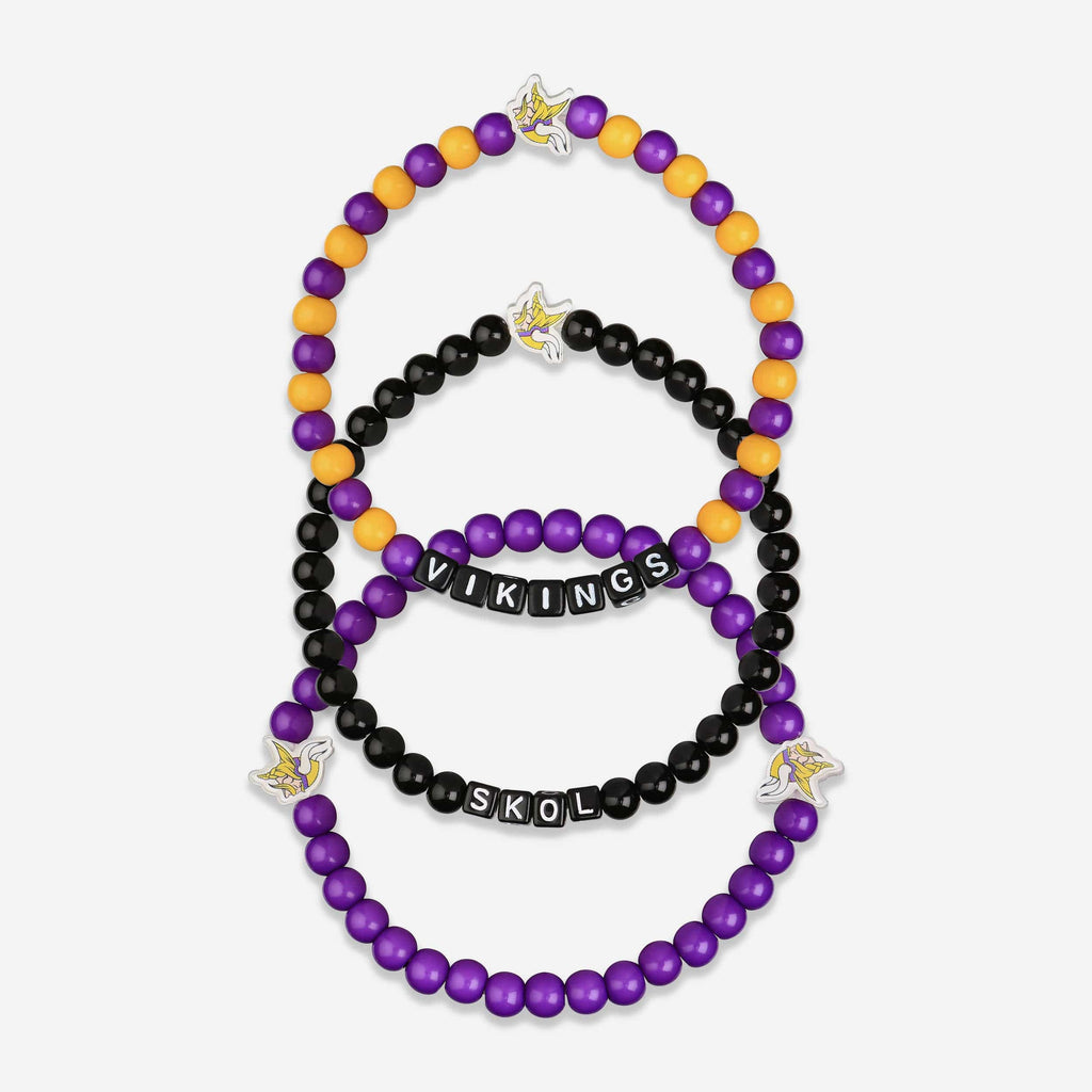 Minnesota Vikings 3 Pack Beaded Friendship Bracelet FOCO - FOCO.com