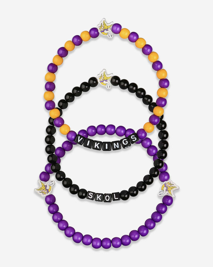 Minnesota Vikings 3 Pack Beaded Friendship Bracelet FOCO - FOCO.com