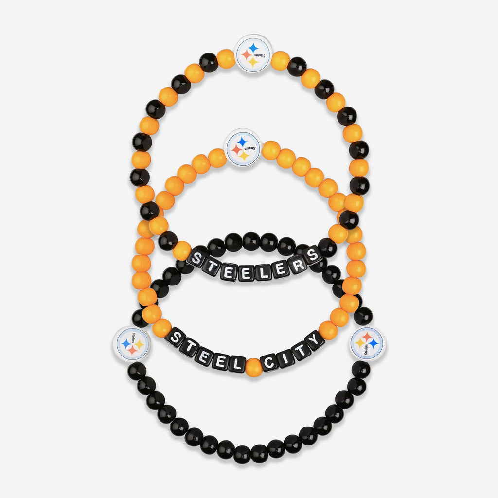 Pittsburgh Steelers 3 Pack Beaded Friendship Bracelet FOCO - FOCO.com