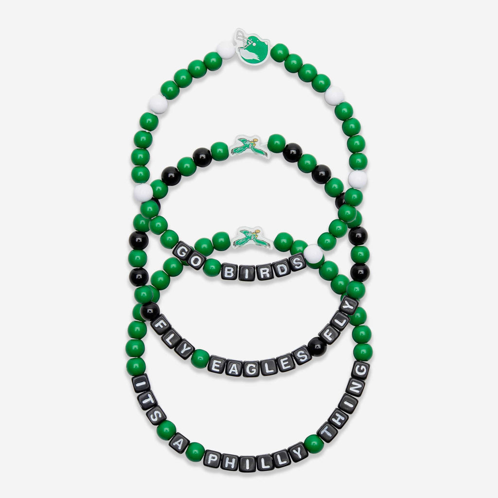 Philadelphia Eagles Kelly Green 3 Pack Beaded Friendship Bracelet FOCO - FOCO.com