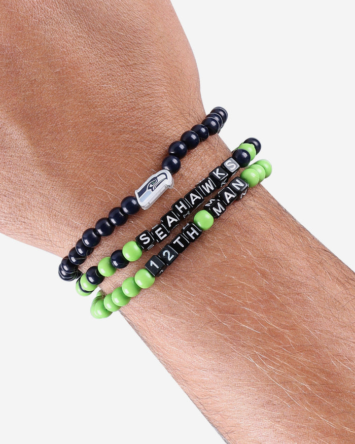 Seattle Seahawks 3 Pack Beaded Friendship Bracelet FOCO - FOCO.com