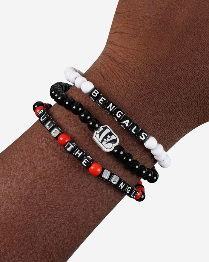 Cincinnati Bengals White 3 Pack Beaded Friendship Bracelet FOCO - FOCO.com