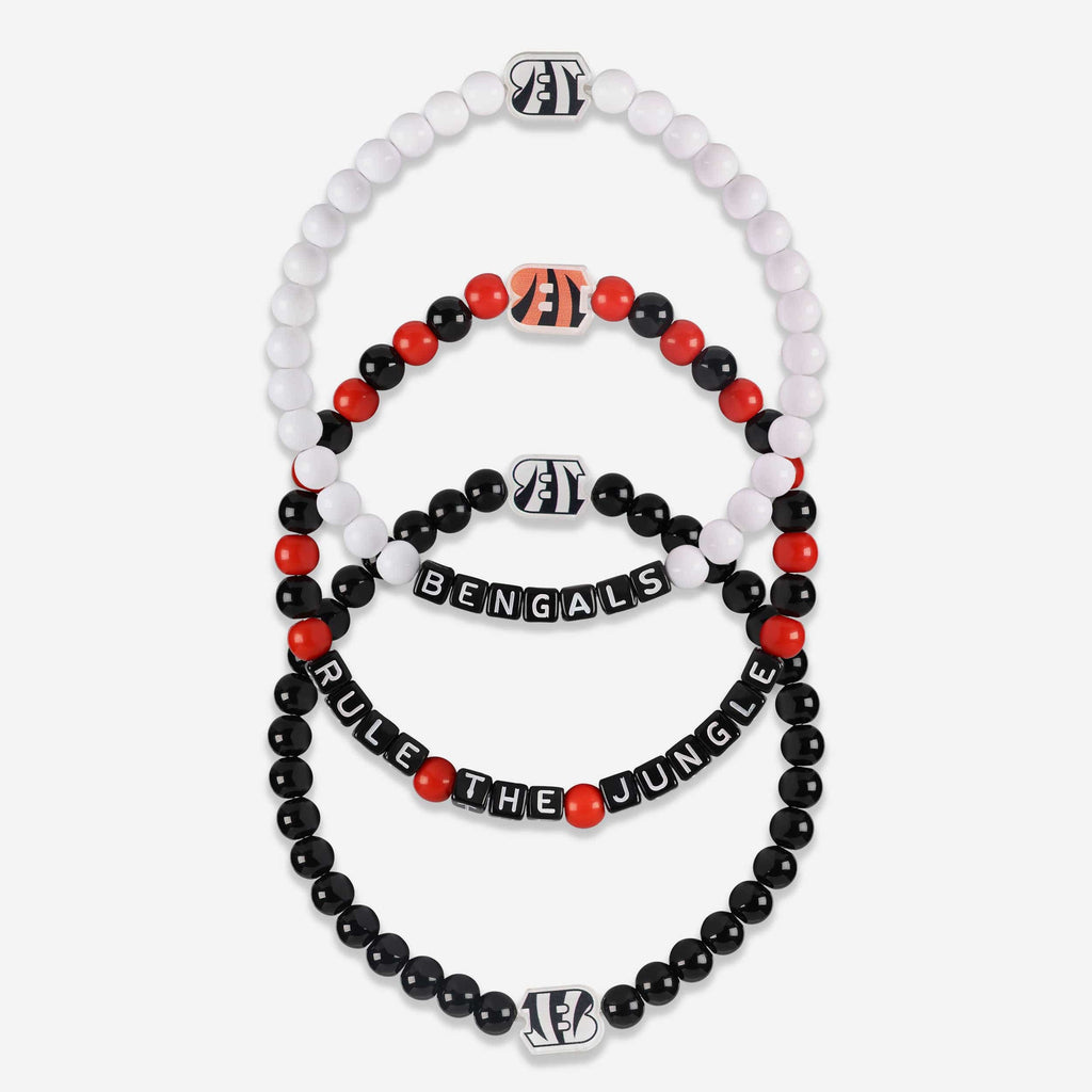 Cincinnati Bengals White 3 Pack Beaded Friendship Bracelet FOCO - FOCO.com