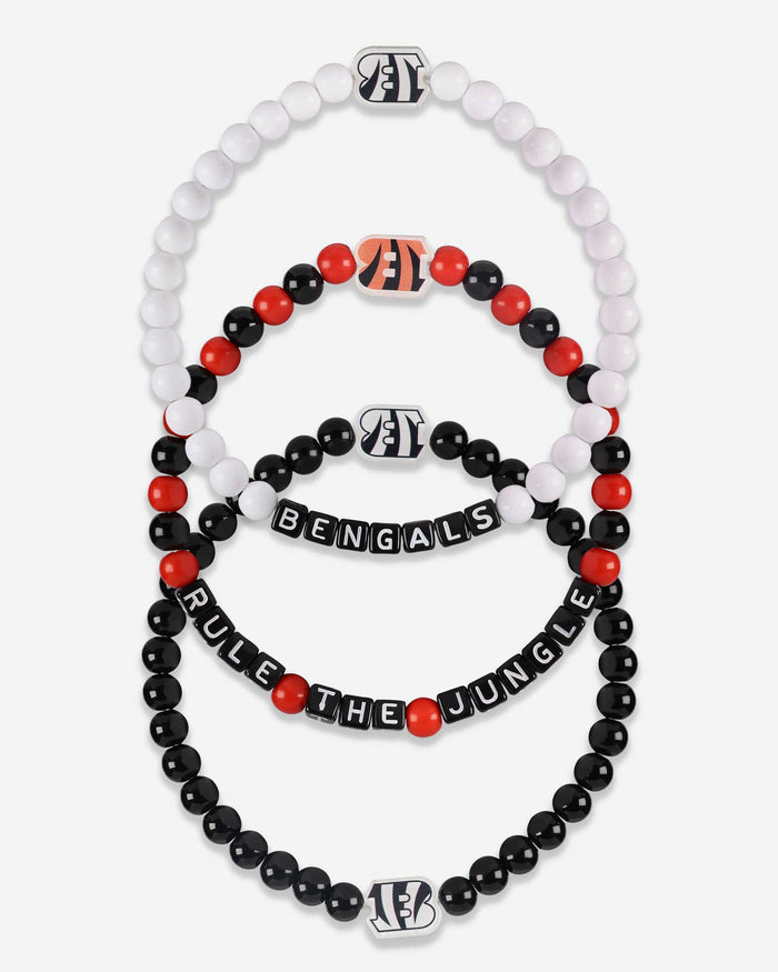 Cincinnati Bengals White 3 Pack Beaded Friendship Bracelet FOCO - FOCO.com